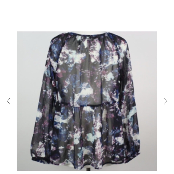 Nine West Vintage Sheer Boho Peasant Top Size Large Floral - Picture 7 of 10